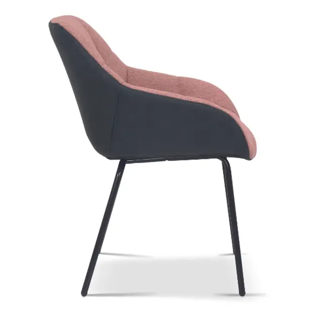 Swiss Homes® Semira Rose Eetkamerstoel – Roze & Donkergrijs – Comfortabel – Moderne Kuipstoel