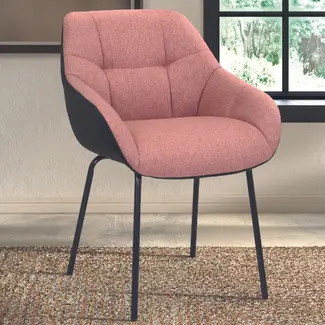 Swiss Homes® Semira Rose Eetkamerstoel – Roze & Donkergrijs – Comfortabel – Moderne Kuipstoel