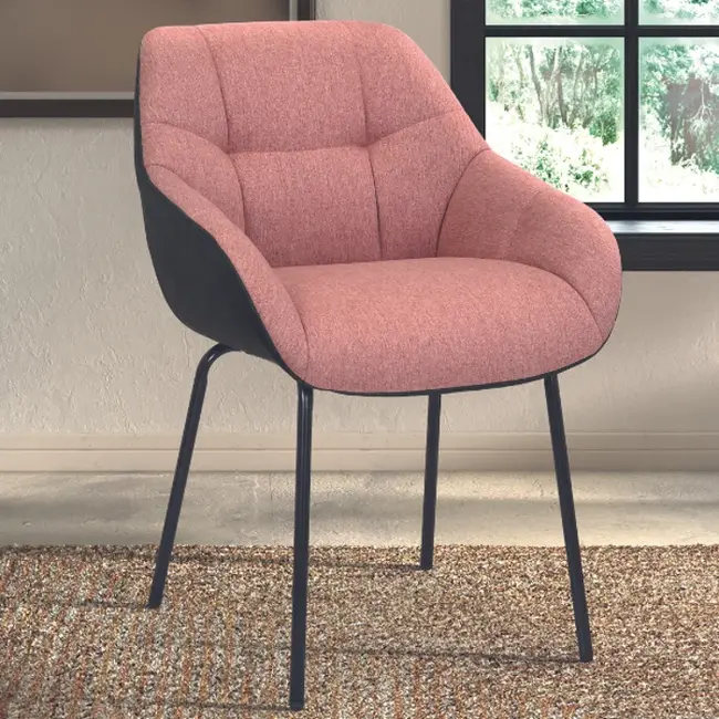 Swiss Homes® Semira Rose Eetkamerstoel – Roze & Donkergrijs – Comfortabel – Moderne Kuipstoel