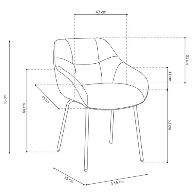 Swiss Homes® Semira Grey Eetkamerstoel – Donkergrijs – Comfortabel – Moderne Kuipstoel