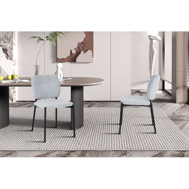 Swiss Homes® Liora Mist | Moderne Eetkamerstoel - Met stoffen bekleding – Lichtgrijs
