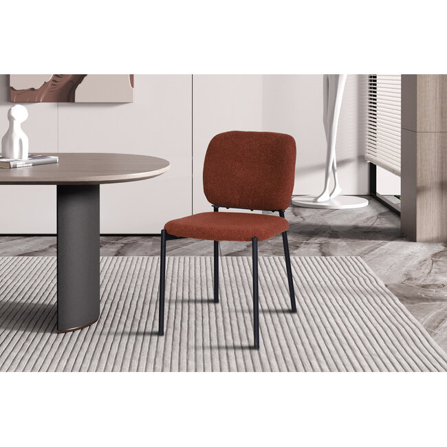 Swiss Homes® Liora Ember | Moderne Eetkamerstoel - Met stoffen bekleding – Roest / Oranje