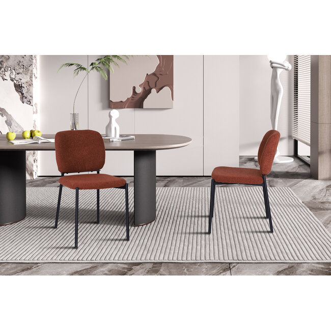 Swiss Homes® Liora Ember | Moderne Eetkamerstoel - Met stoffen bekleding – Roest / Oranje