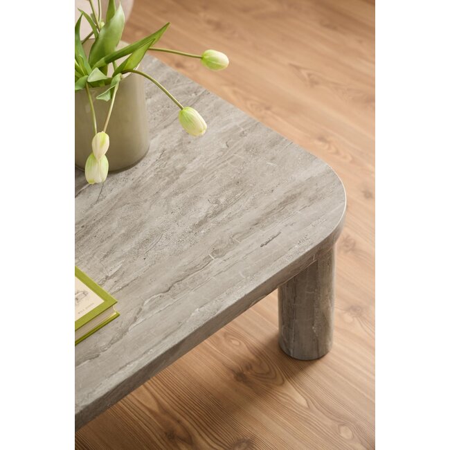 Swiss Homes® Salontafel – Travertine Look – 100x75x36 - Grijs | Solana