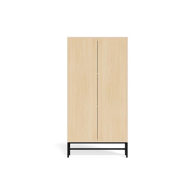 Schoenenkast Vela Oak – 3 Lades – Eikenlook Lamellen – 71,6 x 25 x 140,4 cm – Zwart Staal