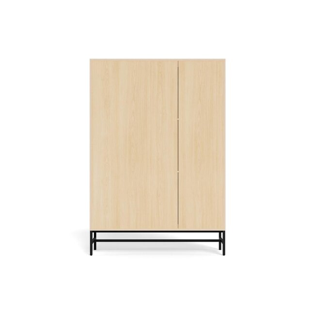 Schoenenkast Vela Oak XL – 3 + 1 Lades – Eikenlook Lamellen – 71,6 x 25 x 140,4 cm – Zwart Staal