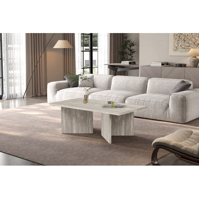 Swiss Homes® Salontafel 'Litar' Interieur - Travertin Grijs