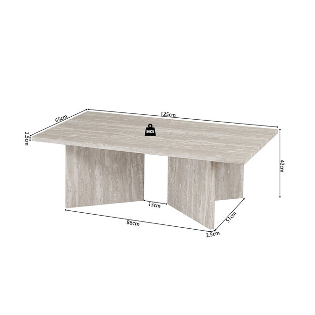 Swiss Homes® Salontafel 'Litar' Interieur - Travertin Grijs