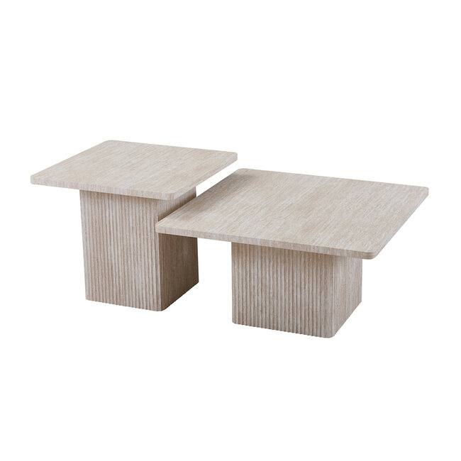 Salontafel Set 'Velora' – Set van 2 – Travertin – Beige
