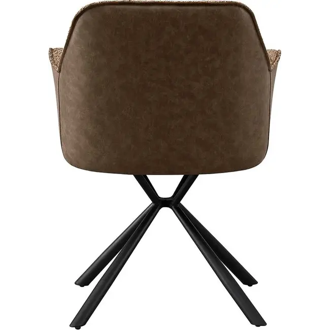 Swiss Homes® Eetkamerstoel - Stoel 'Lucie' Bouclé Zand Rug PU Bruin | Metalen Poten