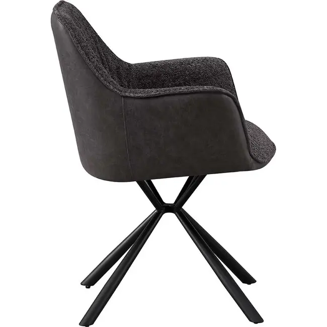 Swiss Homes® Eetkamerstoel - 'Lucie' Bouclé Grijs Rug PU Lichtgrijs | Metalen Poten