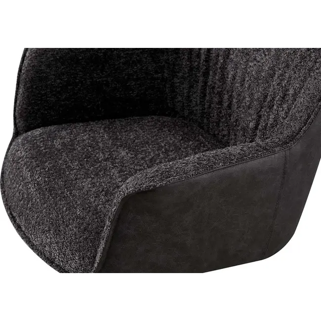 Swiss Homes® Eetkamerstoel - 'Lucie' Bouclé Grijs Rug PU Lichtgrijs | Metalen Poten