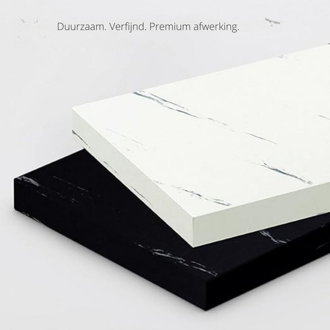 Swiss Homes® Luxe Salontafel Set – Wit - 2 Delig - Marmerlook & Gehard Glas | Square Series