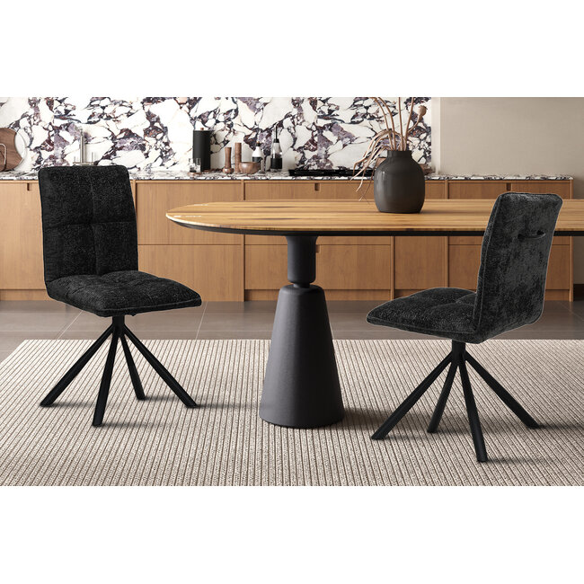 Swiss Homes® Eetkamerstoel - Stoel 'Jack' 360* Draaibaar - Stof - Donkergrijs