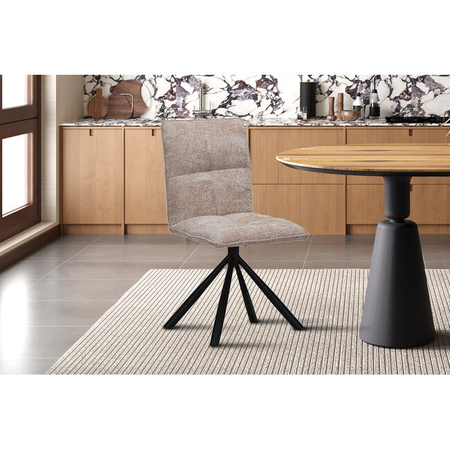 Swiss Homes® Eetkamerstoel - Stoel 'Jack' 360* Draaibaar - Stof - Zand