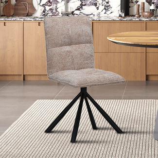 Swiss Homes® Eetkamerstoel - Stoel 'Jack' 360* Draaibaar - Stof - Zand