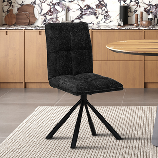 Swiss Homes® Eetkamerstoel - Stoel 'Jack' 360* Draaibaar - Stof - Donkergrijs
