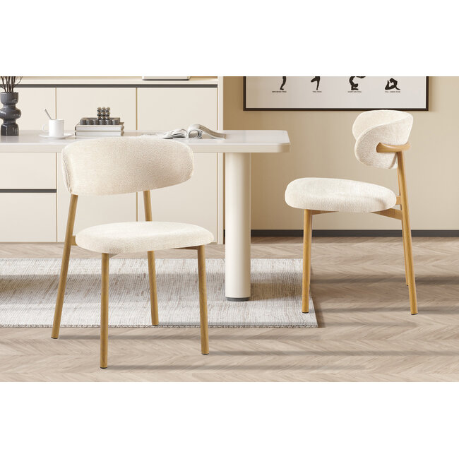 Swiss Homes® Eetkamerstoel 'Coco' Naturel - Stof Fabb Raven - Beige