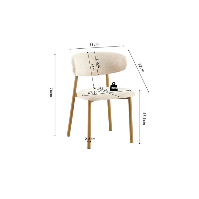 Swiss Homes® Eetkamerstoel 'Coco' Naturel - Stof Fabb Raven - Beige