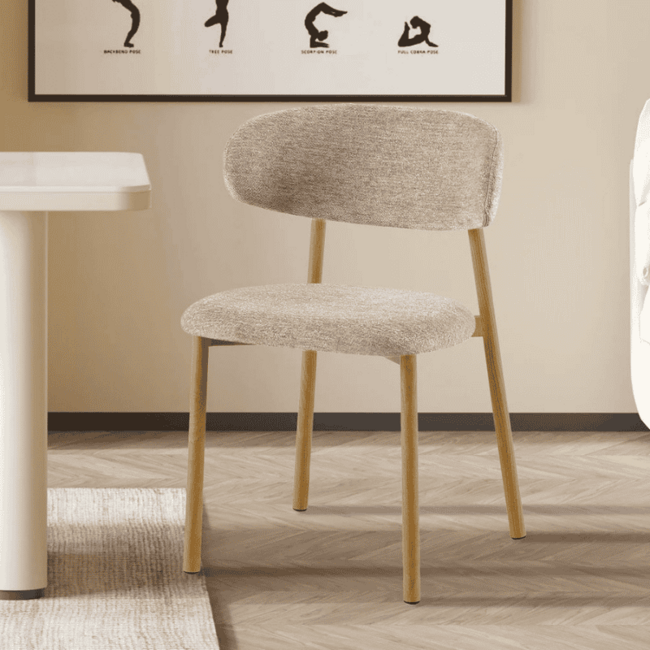 Swiss Homes® Eetkamerstoel - Stoel 'Coco' Naturel - Stof Fabb Raven - Zand