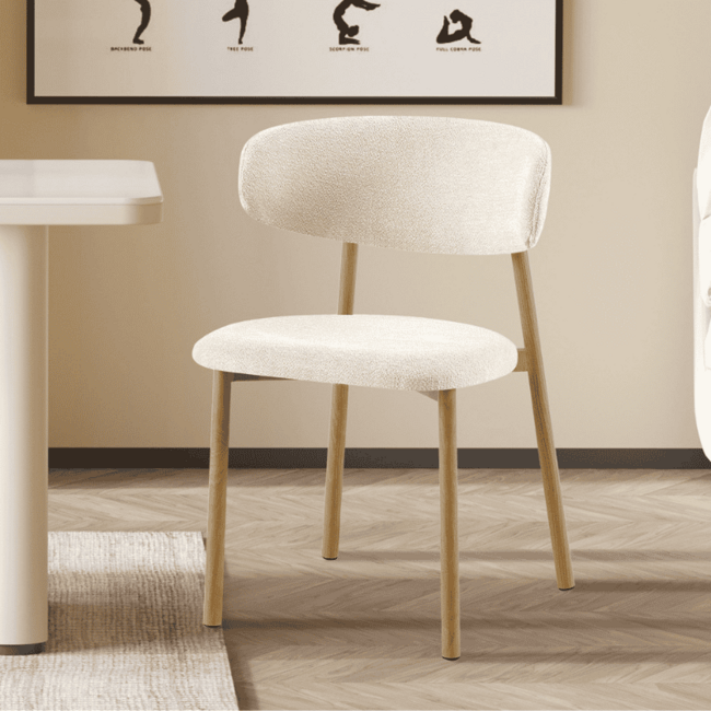 Swiss Homes® Eetkamerstoel 'Coco' Naturel - Stof Fabb Raven - Beige