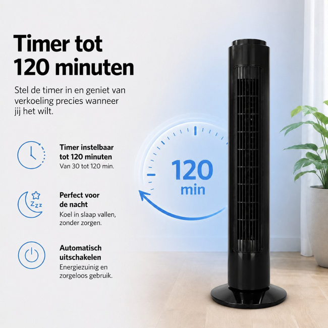Hausberg Pro® Toren Ventilator 75CM | 3 Snelheden | 90° Oscillerend - Krachtig & Stil | Staand Torenventilator