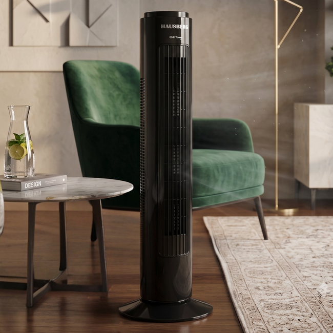 Hausberg Pro® Toren Ventilator 75CM | 3 Snelheden | 90° Oscillerend - Krachtig & Stil | Staand Torenventilator