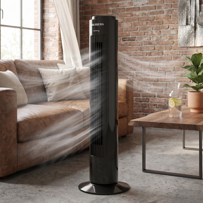 Hausberg Pro® Toren Ventilator 75CM | 3 Snelheden | 90° Oscillerend - Krachtig & Stil | Staand Torenventilator