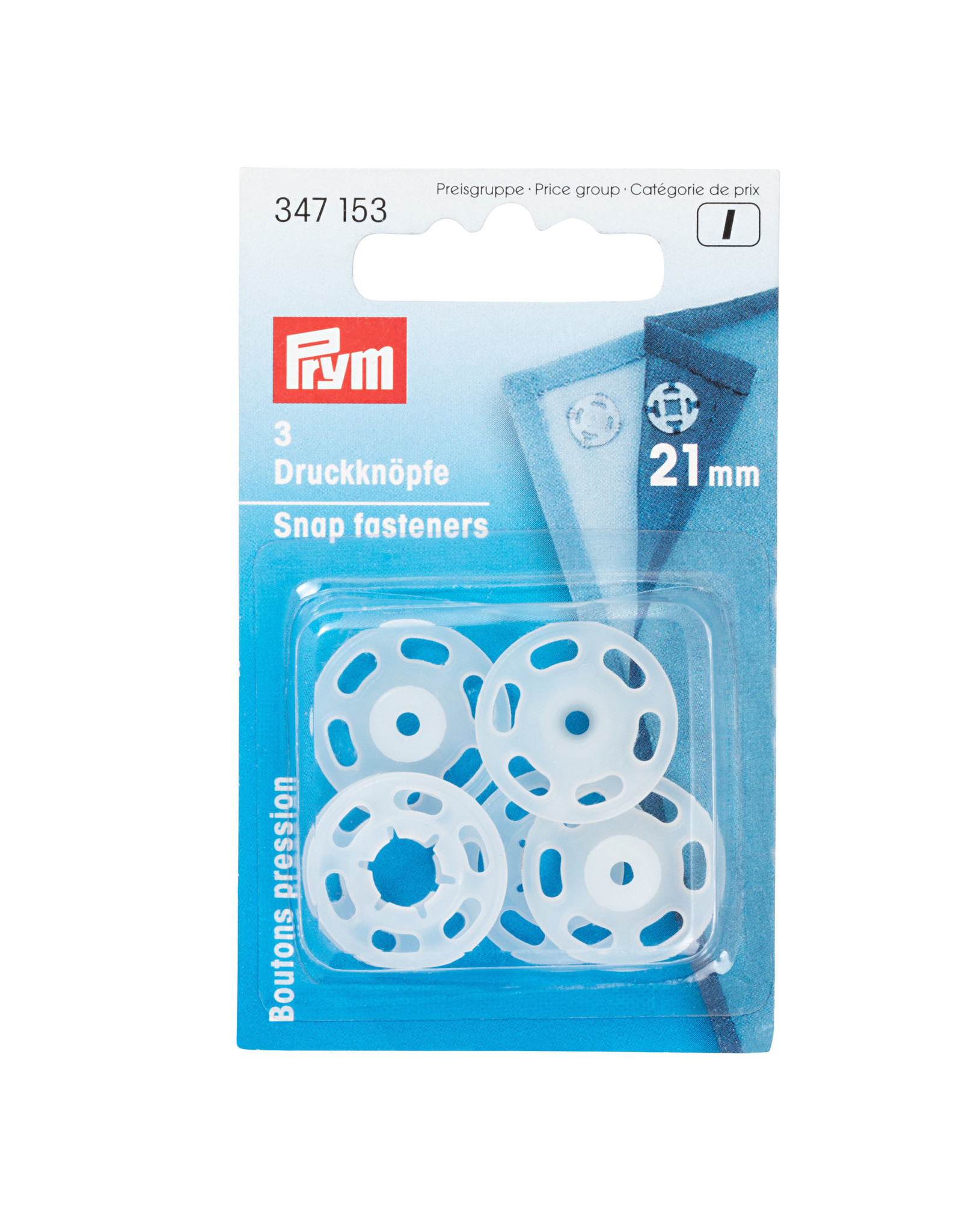 Prym Prym 3 Aannaaidrukknopen rond 21 mm transparant