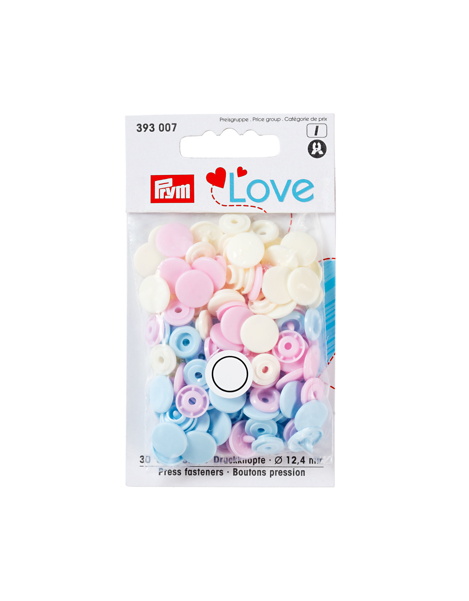 Prym Prym Love Color drukknop 12,4mm roze/lichtblauw/parel