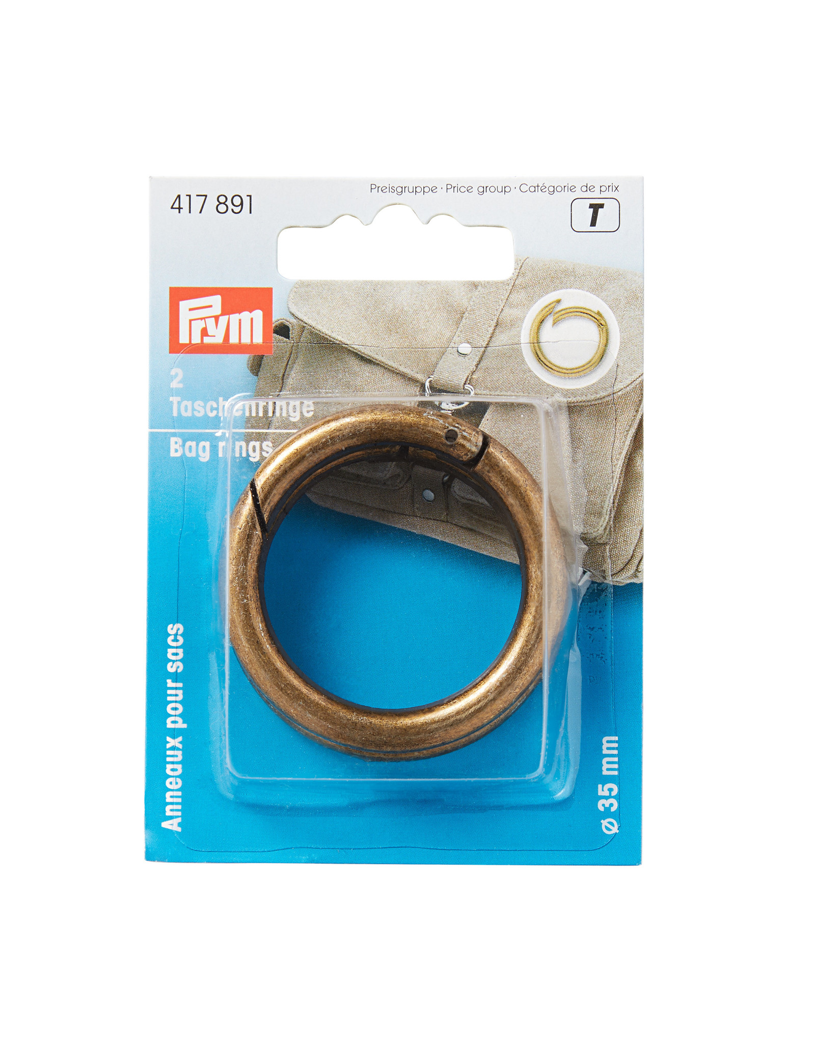 Prym Ringen voor tassen 35 mm oudmessing