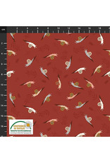 Stoffabrics 100% katoen vogels rood