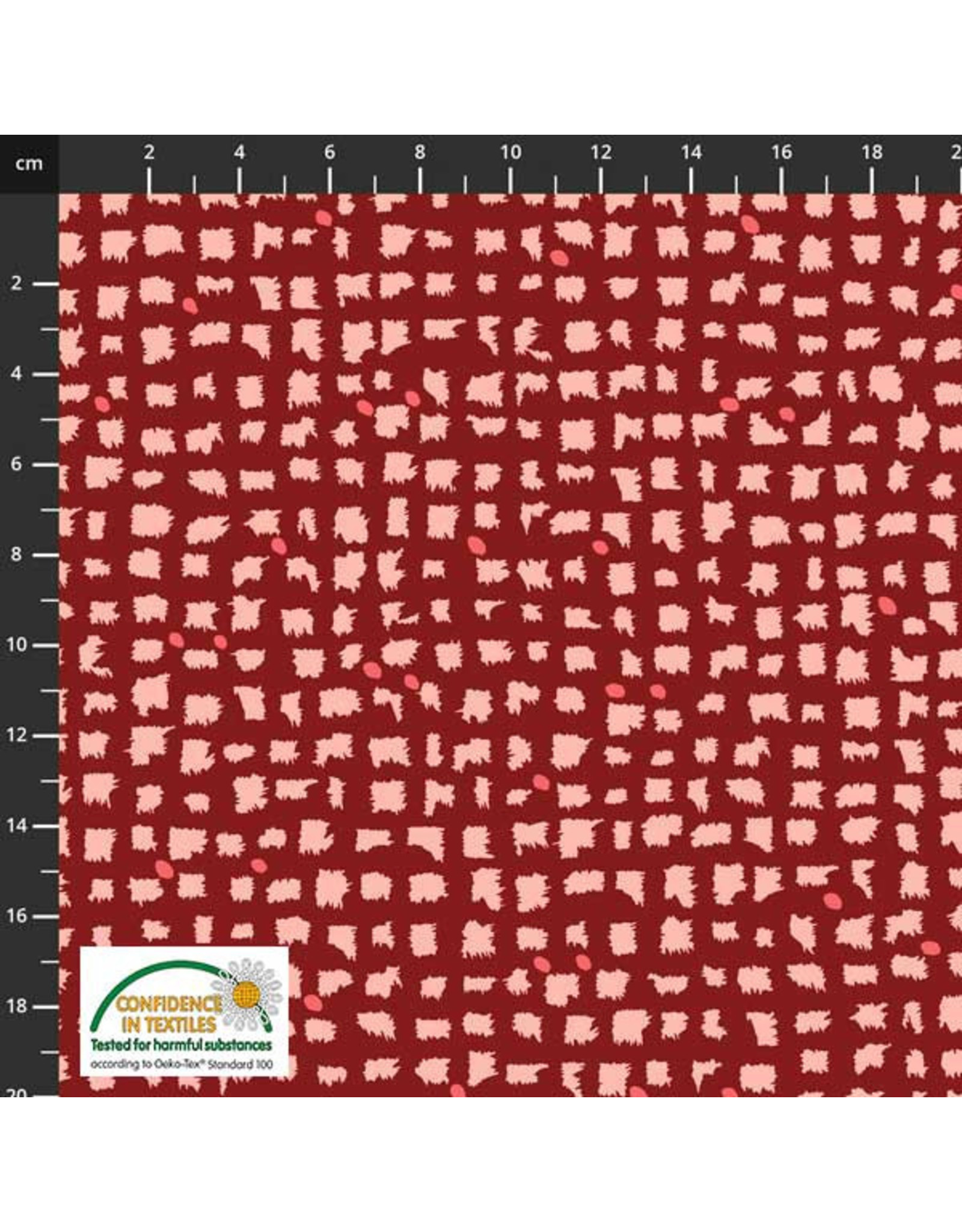 Stoffabrics 100% katoen vierkantjes rood/roze
