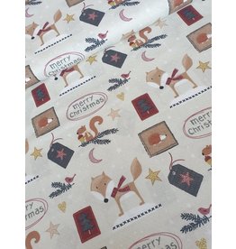 Stoffabrics Coupon 150cm: 100% katoen Merry christmas