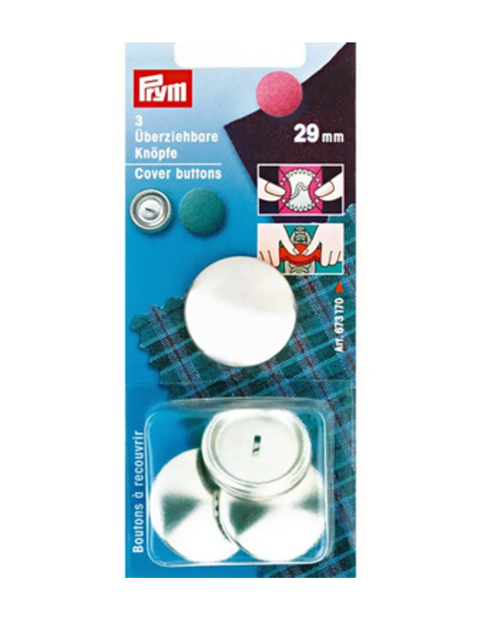 Prym Stofknopen MS zonder matrijs 38 mm zilverkleurig