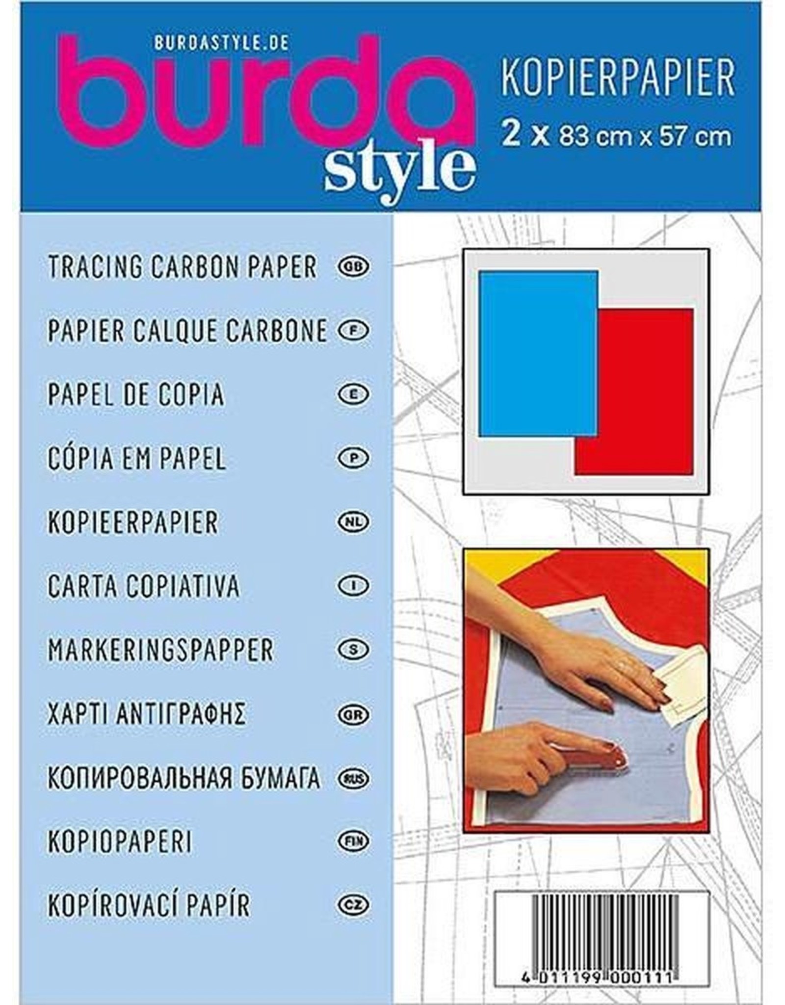 Burda Burda kopieerpapier blauw-rood 83x57cm 2st.