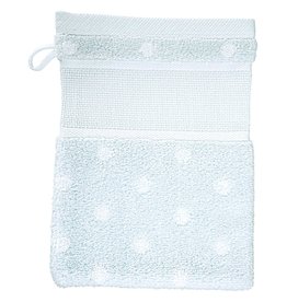 Rico Rico Washandje om te borduren lichtblauw met bolletjes