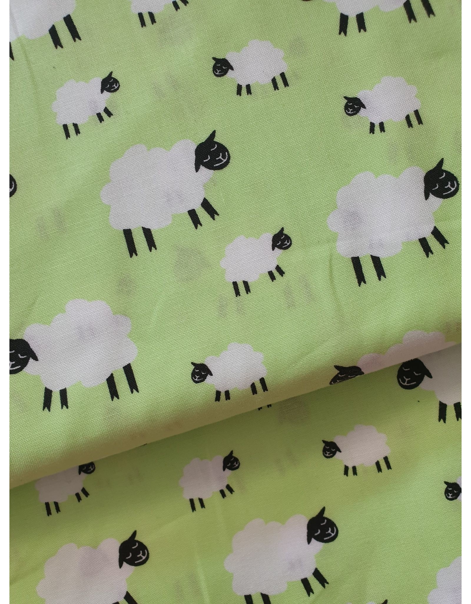 Stoffabrics Stof 100% katoen schapen groen