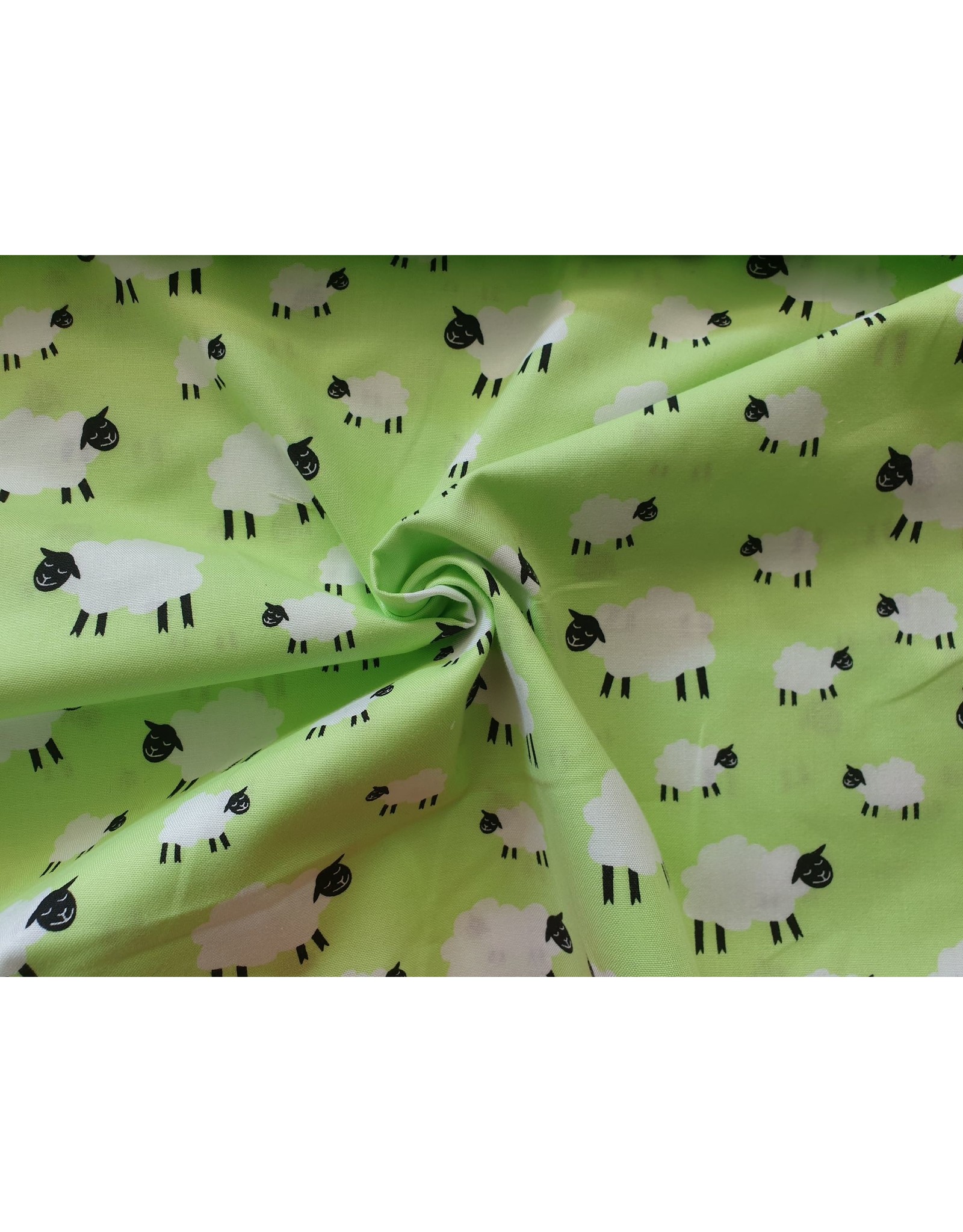 Stoffabrics Stof 100% katoen schapen groen