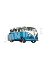 Van Ikke Grote strijkapplicatie Volkswagen bus blauw