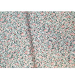 Stoffabrics 100% katoen grijs met kleine bloemetjes