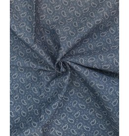 Stoffabrics 100% katoen donkerblauw met druppels