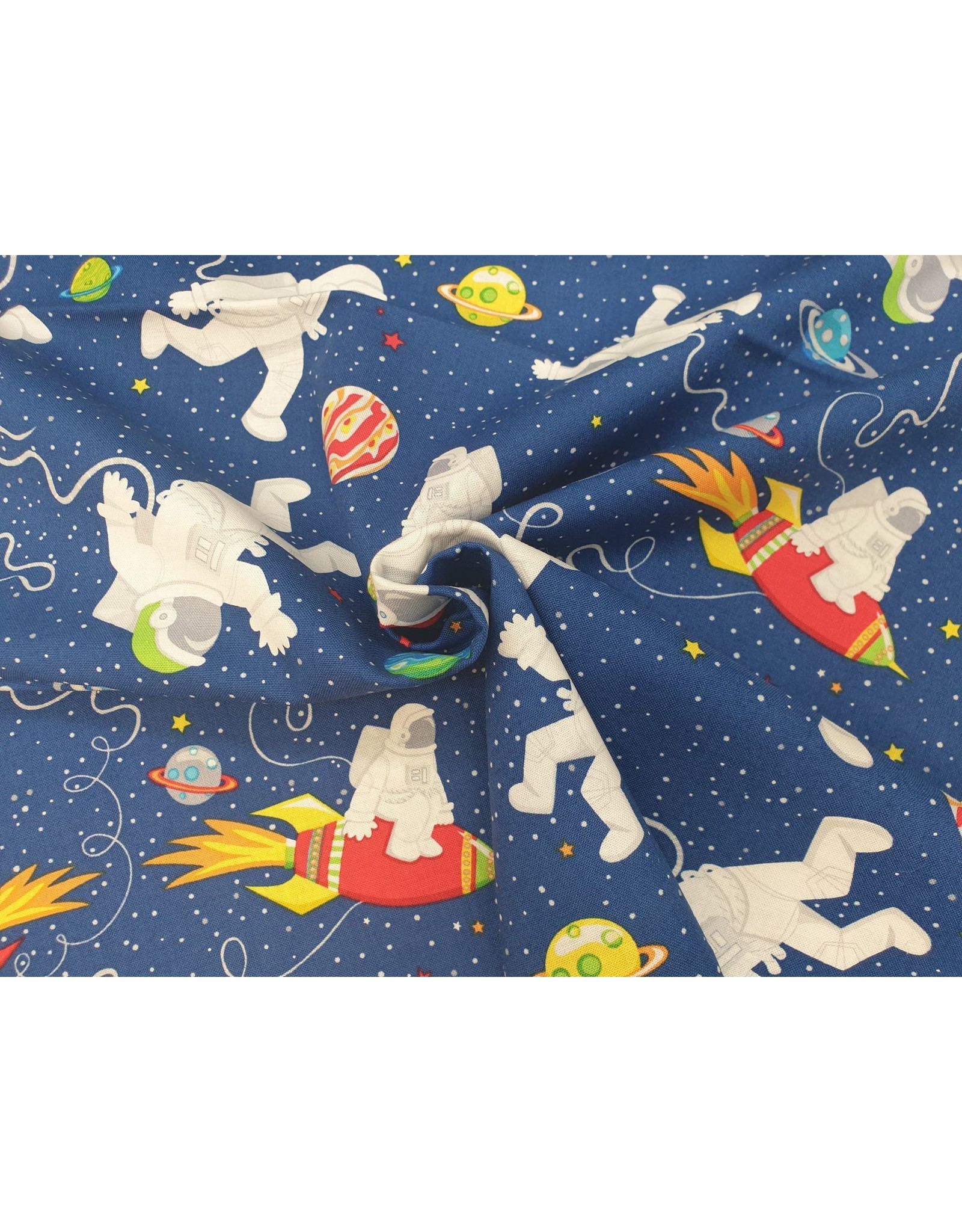 Stoffabrics 100% katoen astronauten in de ruimte