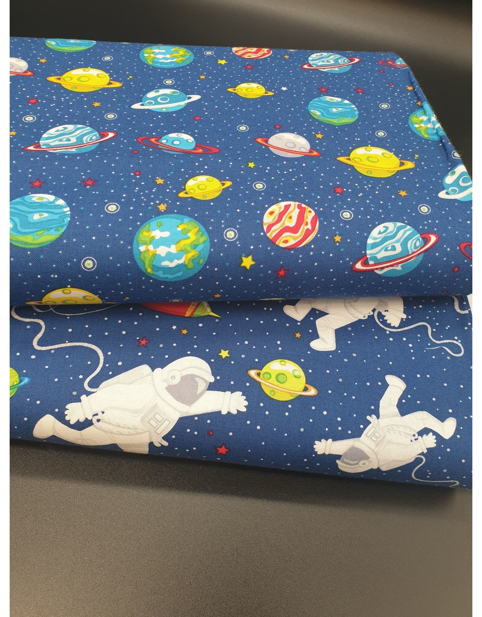 Stoffabrics 100% katoen astronauten in de ruimte