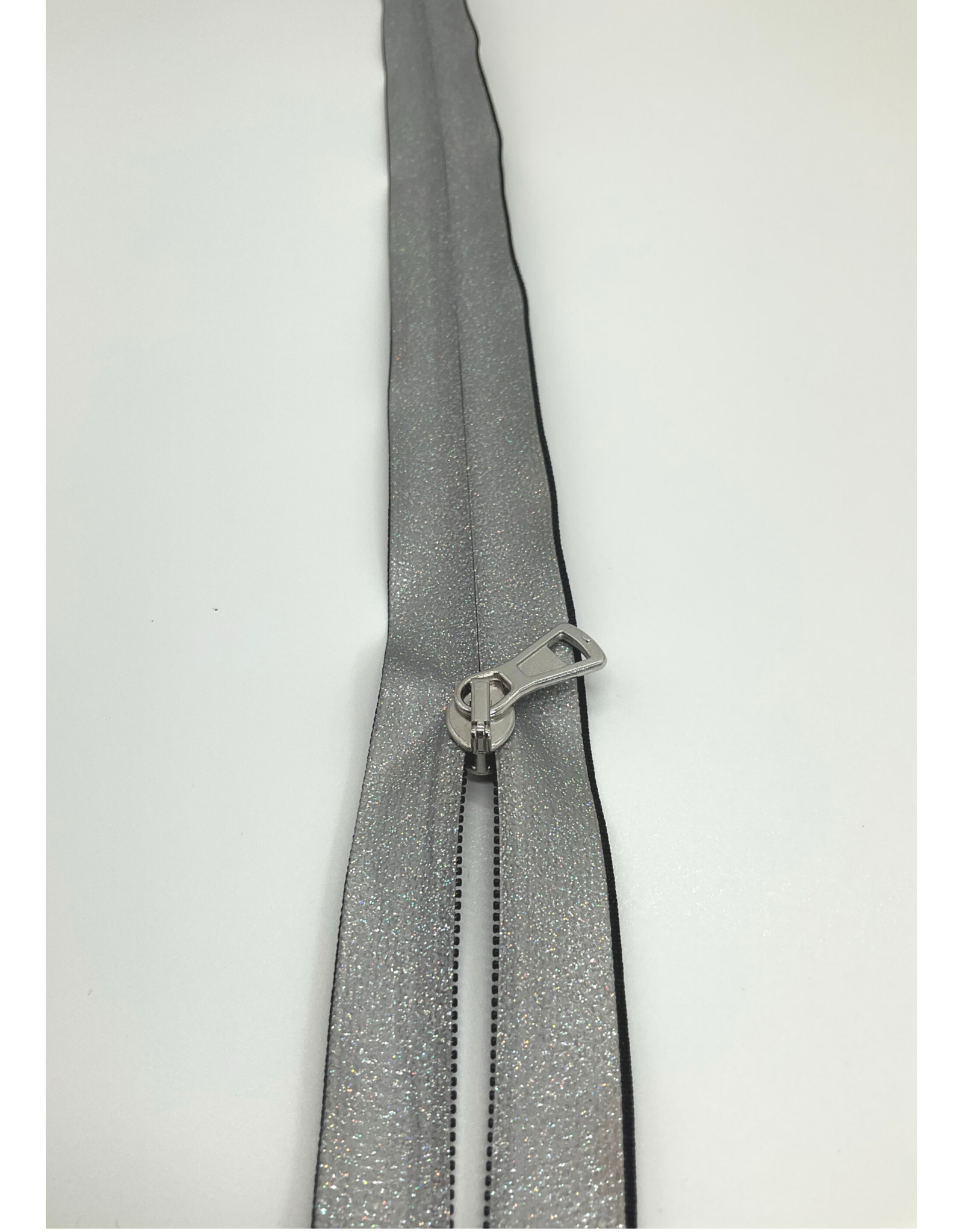 Mediac Waterafstotende rits zilver glitter 70 cm