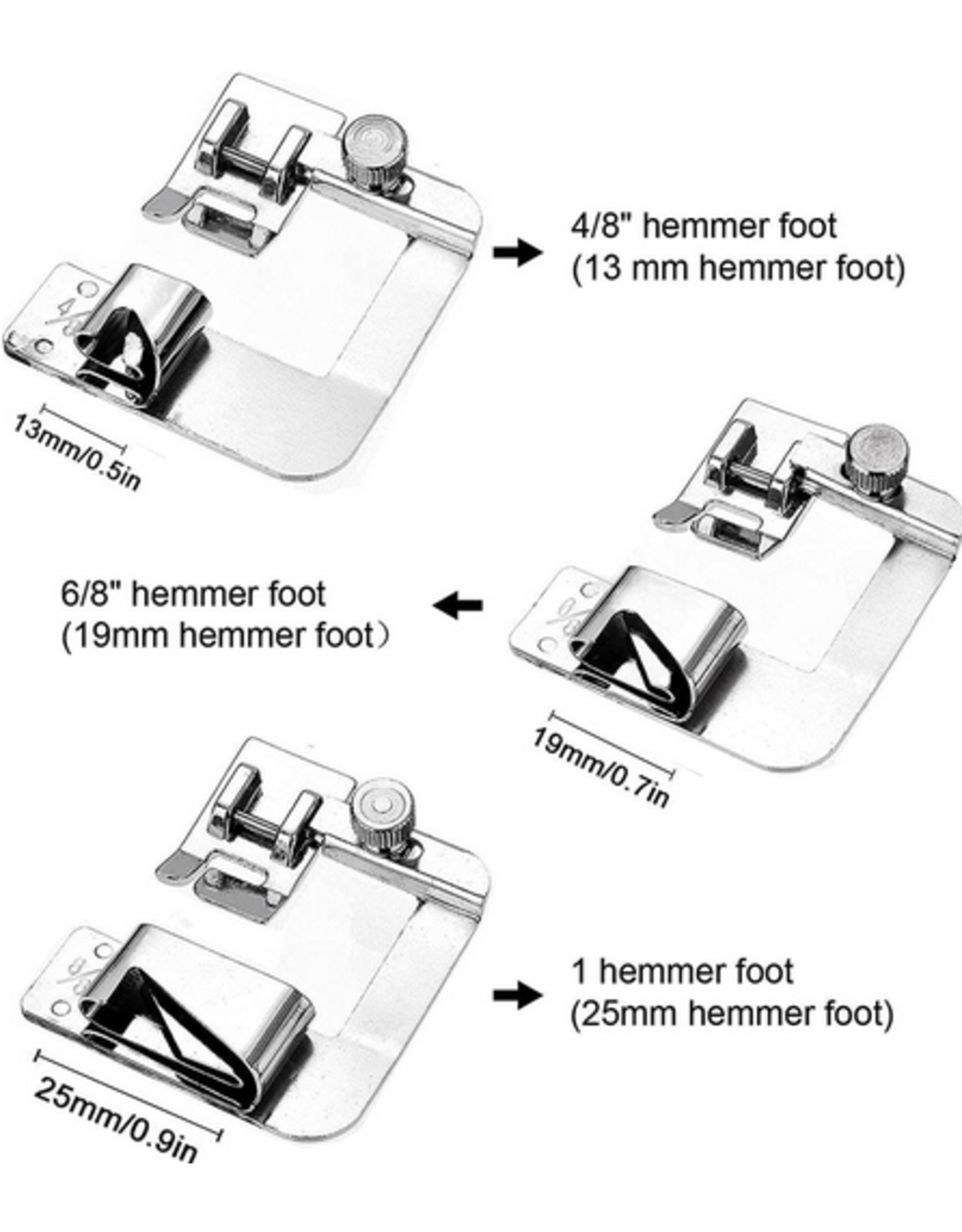 Rolzoomvoetenset 1cm - 1.50cm - 2 cm