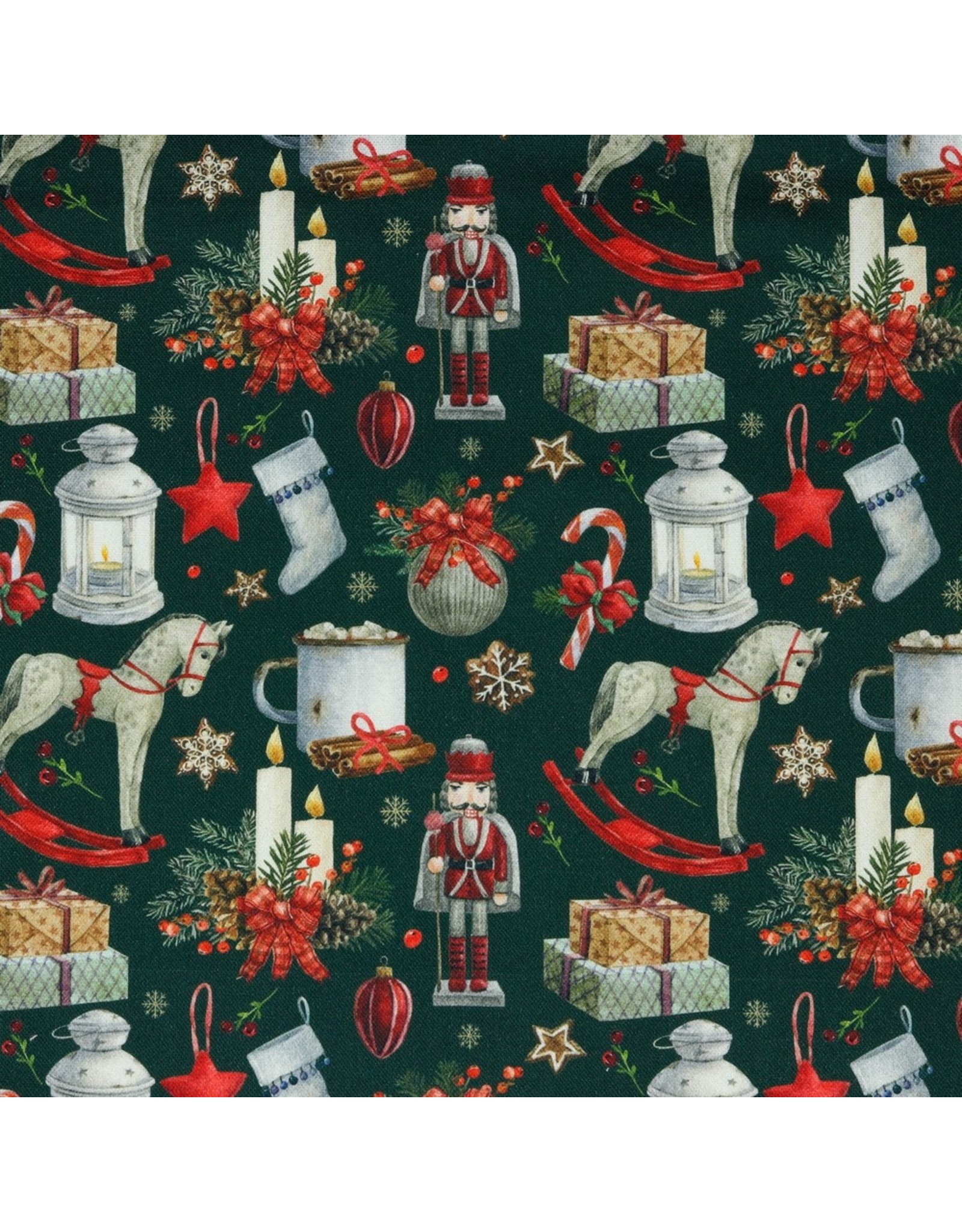 Stof Canvas digital kerstaccessoires groen