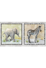 Stof paneel Baby safari animals zebra en olifant