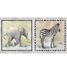 Stof paneel Baby safari animals zebra en olifant