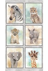 Vervaco Stof paneel Baby safari animals 6 diertjes